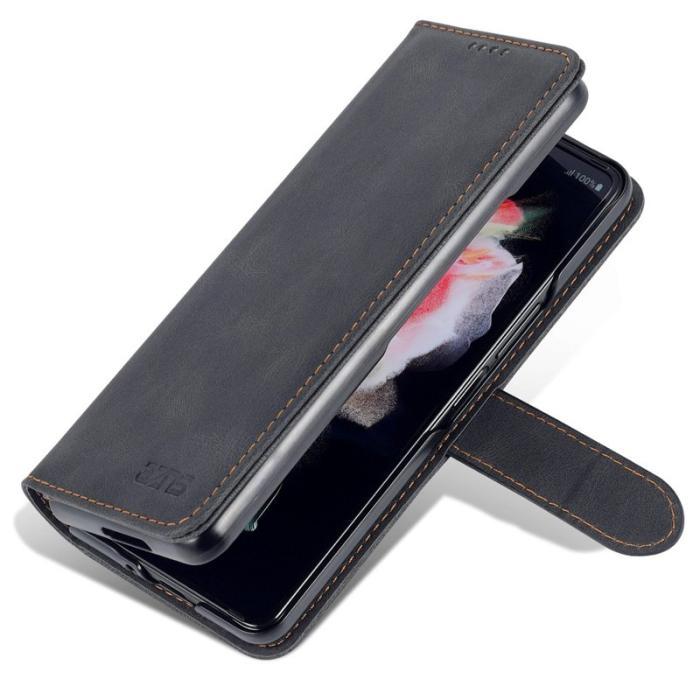AZNS - AZNS Samsung Galaxy Z Fold4 5G Plånboksfodral Konstläder - Svart