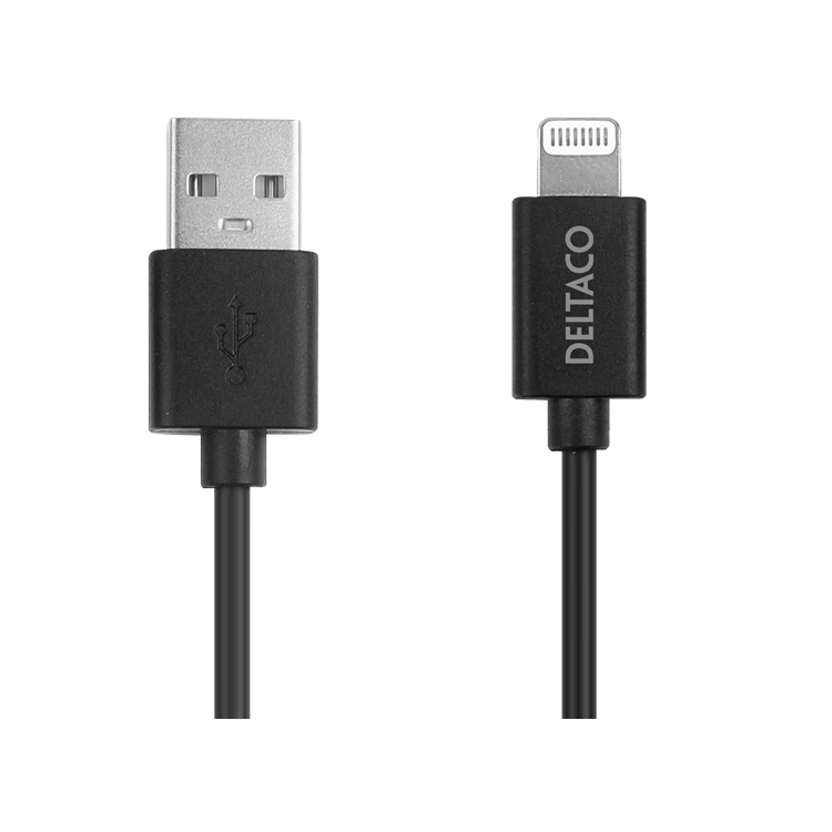 Deltaco USB-A Till Lightning Kabel 1m - Svart | 3541 | AlltMobil