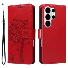 OEM - Samsung Galaxy S26 Ultra Pl&aring;nboksfodral Konstl&auml;der Katttr&auml;dsm&ouml;nster - R&ouml;d