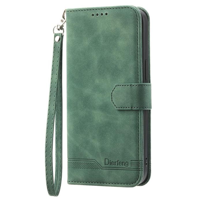 DIERFENG - DIERFENG Samsung Galaxy S26 Fodral Läder Med Handledsrem - Grön