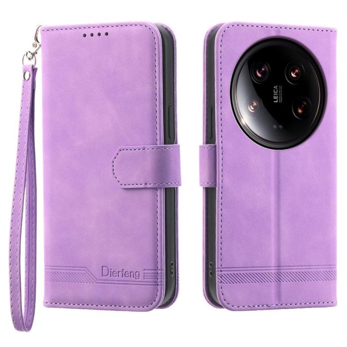 DIERFENG - DIERFENG DF-03 Plånboksfodral för Xiaomi 14 Ultra - Konstläder - Lila
