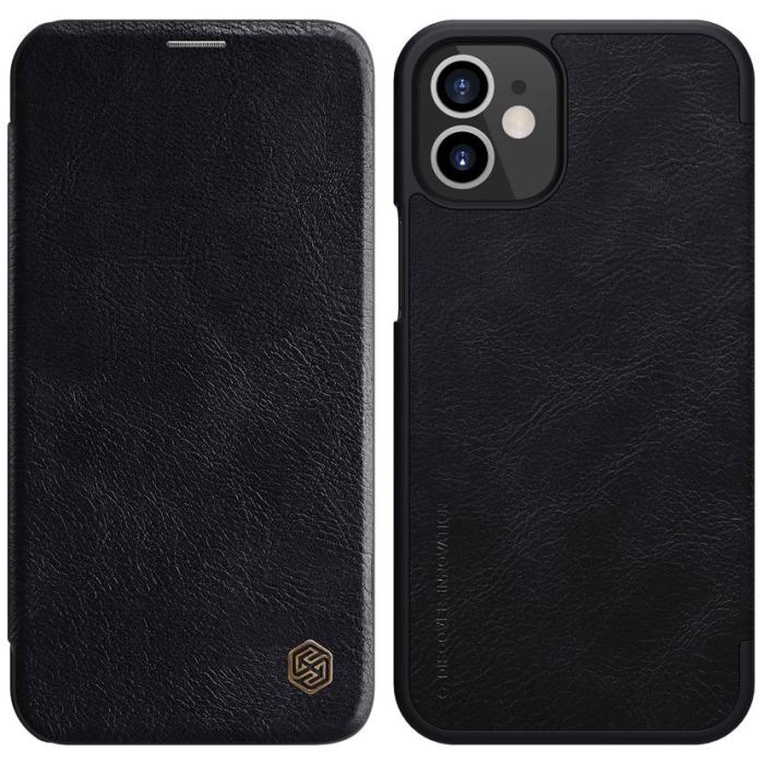 UTGATT5 - Nillkin Qin original leather Fodral till iPhone 12 mini Svart
