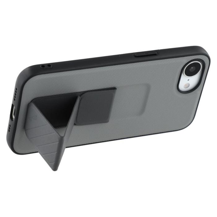 X-Level - X-LEVEL iPhone 16e Fodral med Ställ TPU + PU Skydd - Grå