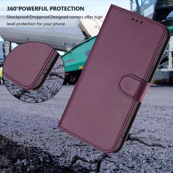 A-One Brand - iPhone 15 Pro Plånboksfodral Läder med Handledsrem - Lila
