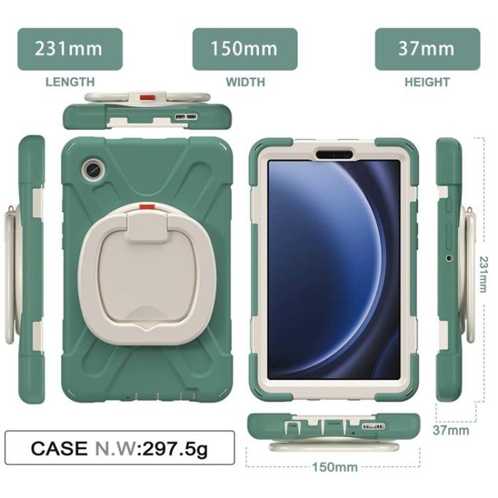 A-One Brand - Galaxy Tab A9 Skal Kickstand Handle Grip - Emerald Grön