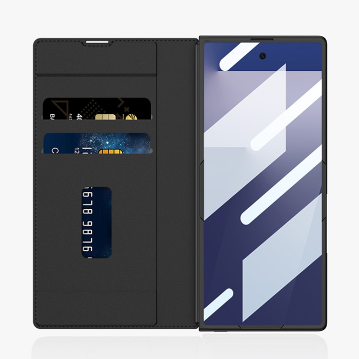 GKK - GKK Galaxy Z Fold 7 Plånboksfodral Pennhållare Med Härdat Glas - Grå