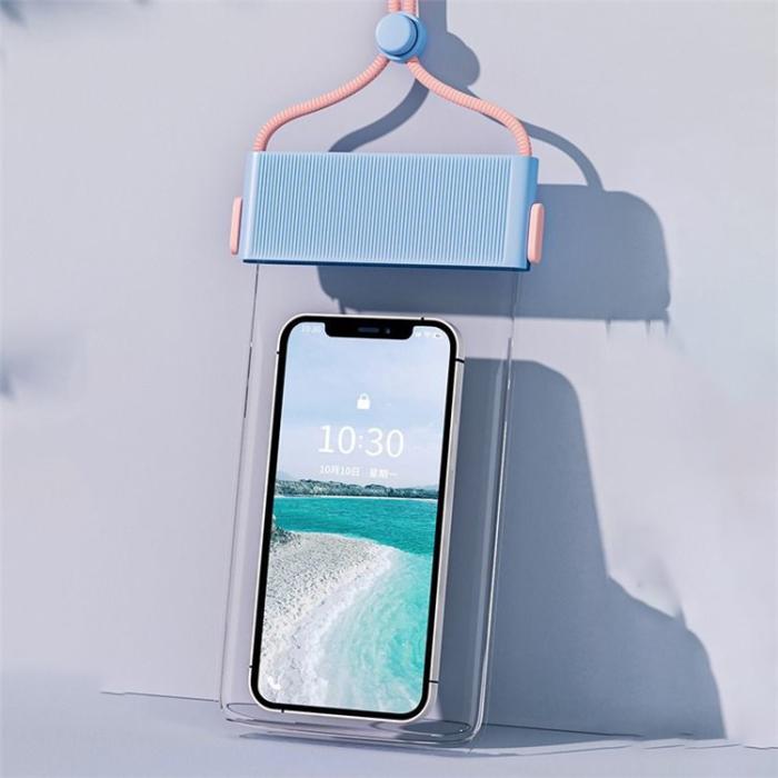 OEM - Vattentätt Universalt Mobilfodral IPX8 TPU Stripes - Babyblå