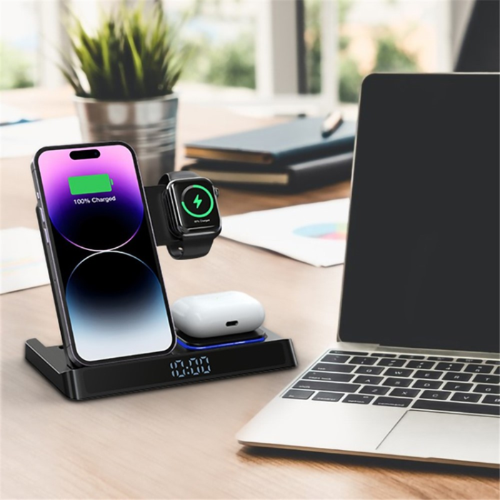 WIWU - WIWU 3in1 Trådlös Laddare Apple Watch, iPhone, Airpods Wi-W006