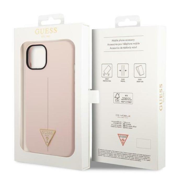 Guess - GUESS iPhone 14 Plus Skal Silicone Triangle - Rosa