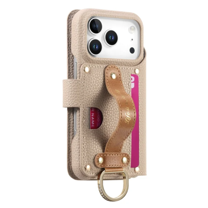 A-One Brand - iPhone 17 Pro Plånboksfodral RFID Blocking Zipper - Beige