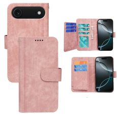 A-One Brand - iPhone 17 Air Plånboksfodral Line Pattern Läder - Roséguld