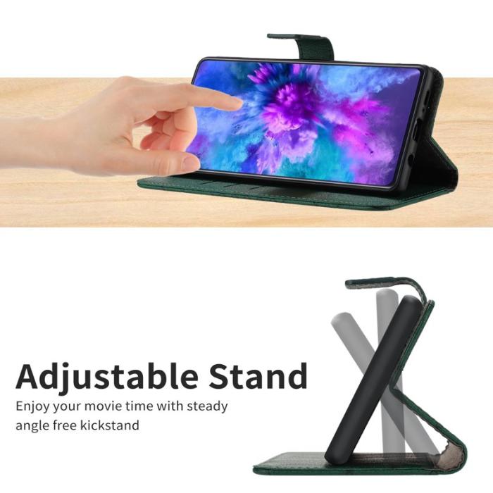 OEM - Samsung Galaxy S26 Fodral Imprint Konstläder Flip Folio - Grön