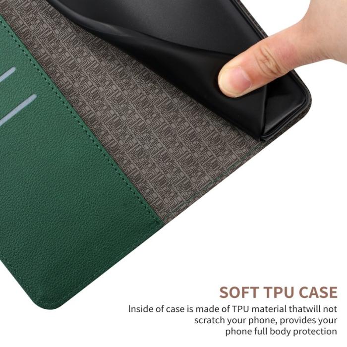 OEM - Samsung Galaxy S26 Fodral Imprint Konstläder Flip Folio - Grön