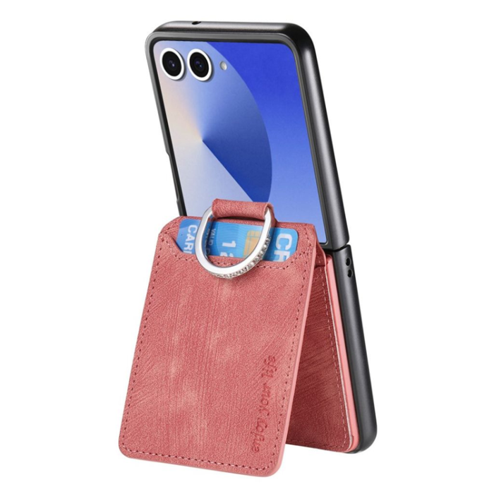 A-One Brand - Galaxy Z Flip 7 Mobilskal Korthållare med Ring - Rosa
