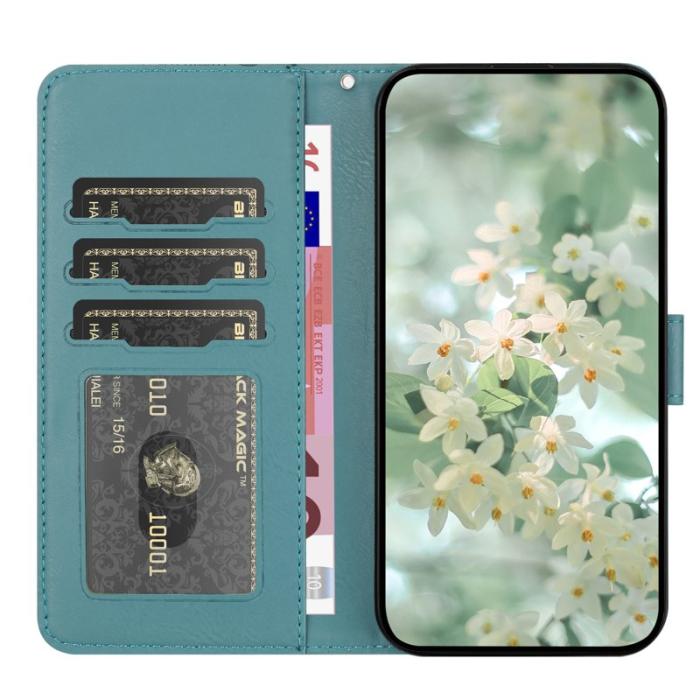 OEM - Samsung Galaxy S26 Plånboksfodral Blommönster Konstläder Flip - Grön