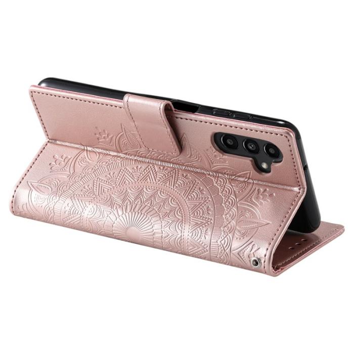 OEM - Samsung Galaxy S26 Plus Plånboksfodral Konstläder Imprinted Totem - Roséguld