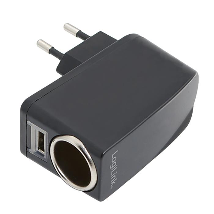 UTGATT4 - LogiLink 230V -> Cigguttag+USB-port 1A