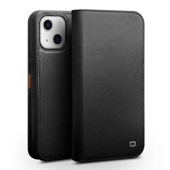 QIALINO - Qialino iPhone 13 Mini Plånboksfodral Cowhide Äkta Läder
