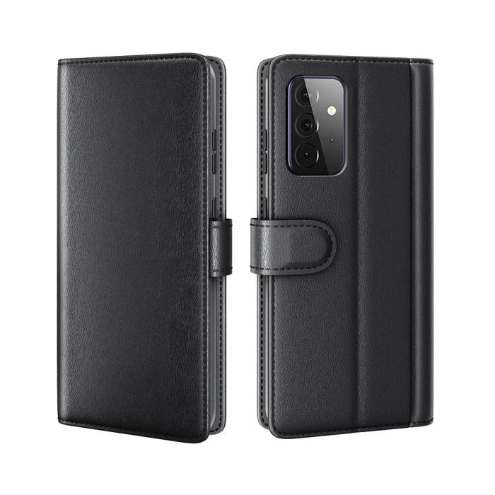 OEM - Äkta Läder Fodral till Galaxy A72 5G - Svart