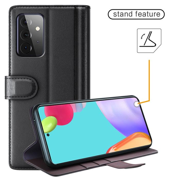 OEM - Äkta Läder Fodral till Galaxy A72 5G - Svart