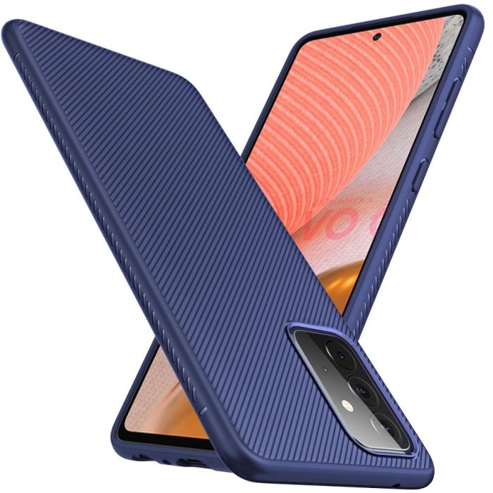OEM - Twill Texture flexicase skal till Galaxy A72 5G - Blå