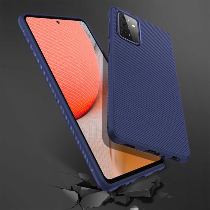 OEM - Twill Texture flexicase skal till Galaxy A72 5G - Blå
