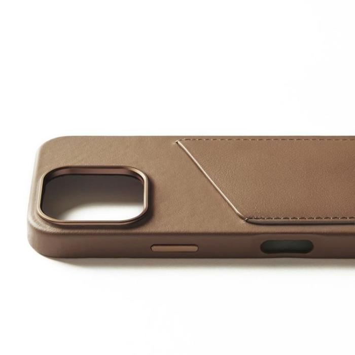 Mujjo - Mujjo iPhone 16 Pro Mobilskal MagSafe Korthållare - Tan
