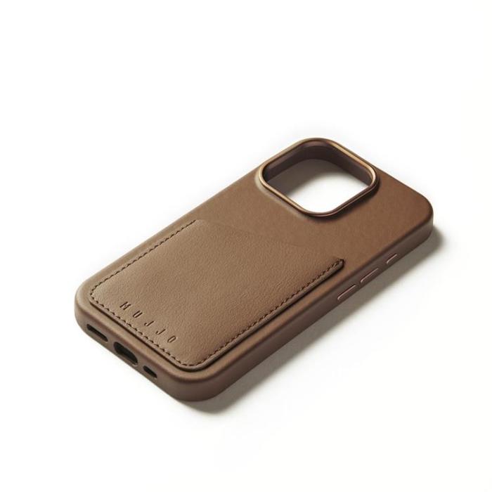 Mujjo - Mujjo iPhone 16 Pro Mobilskal MagSafe Korthållare - Tan