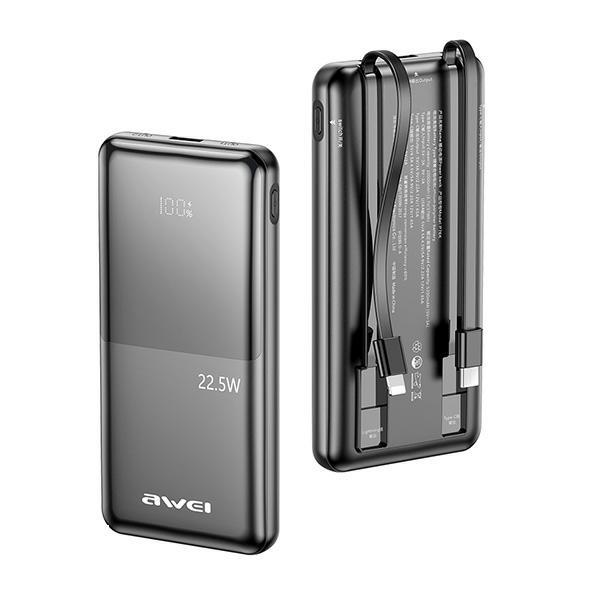 Awei Powerbank 10000mAh 22.5W Med Digital Display - Svart | 505295 | AlltMobil