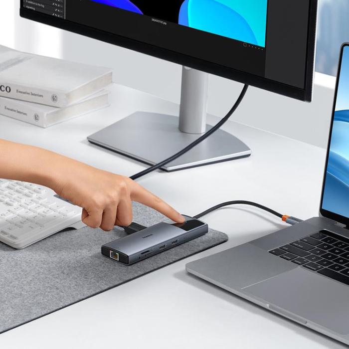 BASEUS - Baseus 11in1 HUB USB-C Till USB-C / 3x USB-A - Grå