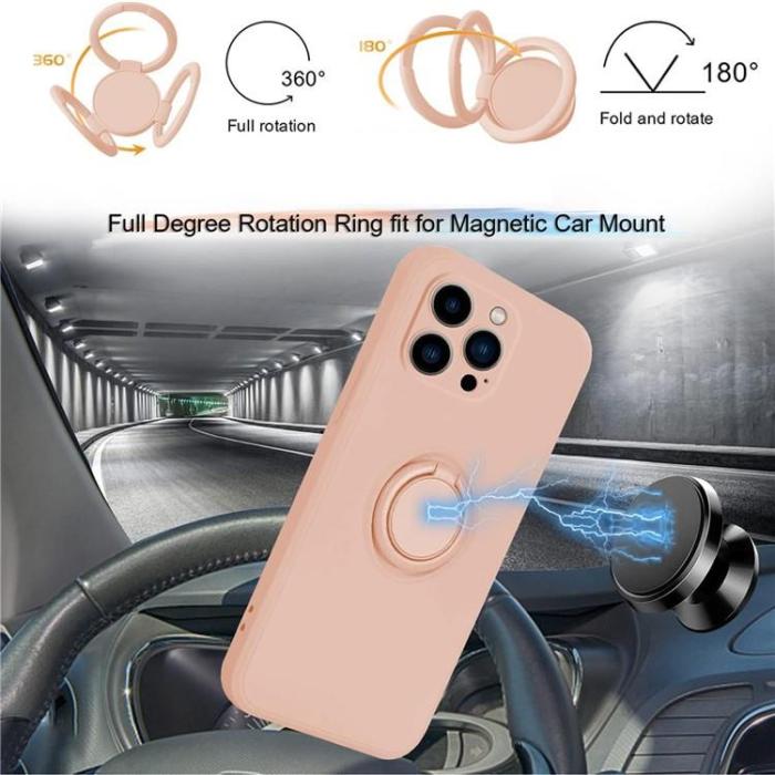 OEM - iPhone 15 Pro Max Mobilskal Ringhållare Liquid Silikon - Rosa