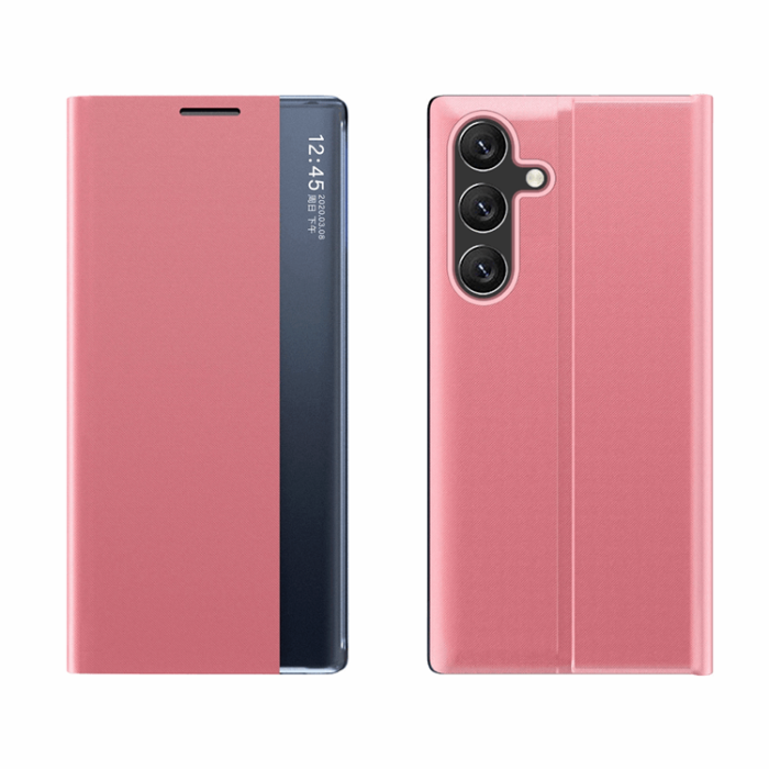 OEM - Galaxy S25 Fodral Sleep View med Flap - Rosa