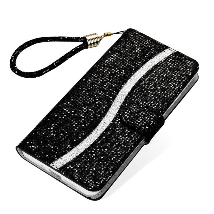 OEM - Samsung Galaxy S26 Fodral PU Läder Kortfickor Glitter - Svart