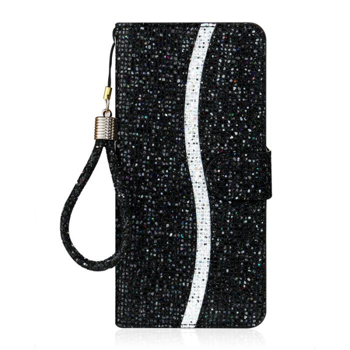 OEM - Samsung Galaxy S26 Fodral PU Läder Kortfickor Glitter - Svart