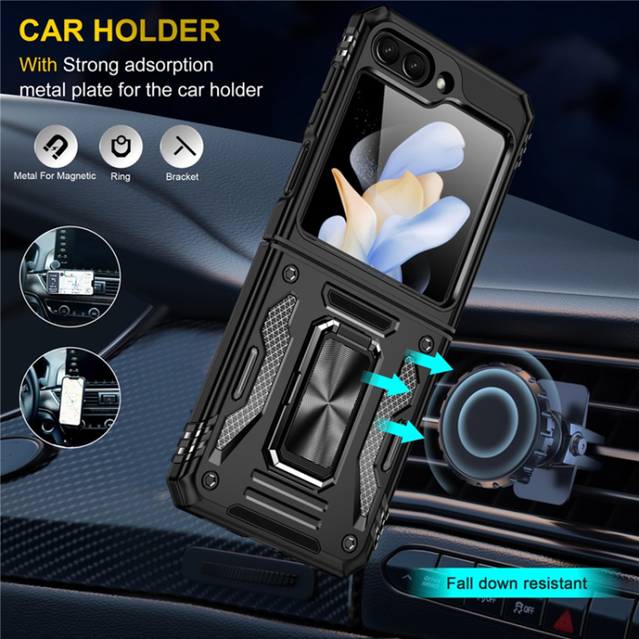 A-One Brand - Galaxy Z Flip7 FE/Z Flip6 Mobilskal Armor Kickstand - Svart