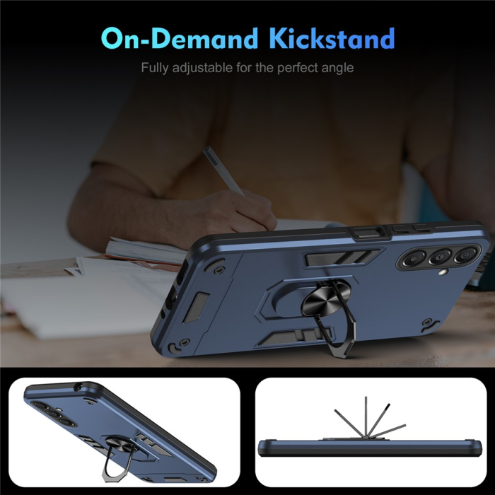 A-One Brand - Galaxy A17 Mobilskal Med Ring Kickstand Drop Defend - Blå