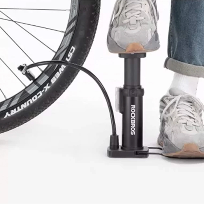 Rockbros - Rockbros Golvcykelpump med tryckmätare - Svart
