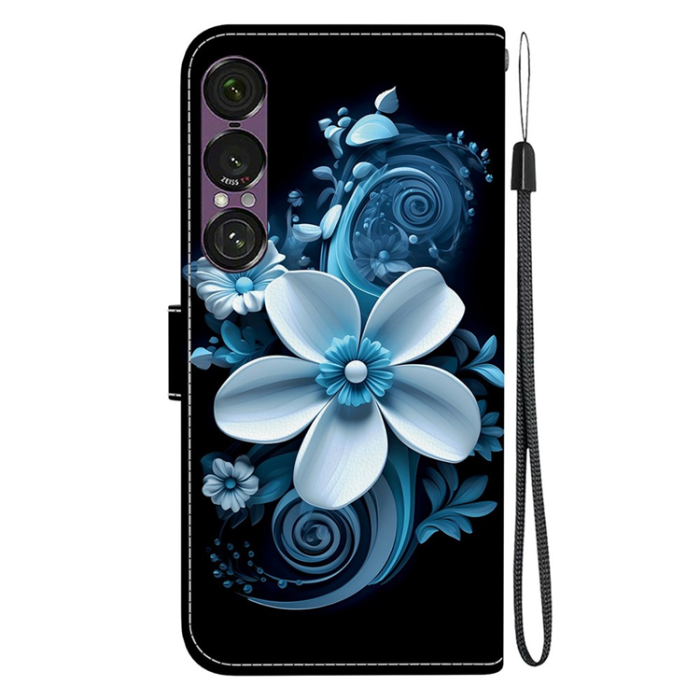 A-One Brand - Sony Xperia 1 VII Plånboksfodral med Lanyard Printing - Black Orchid