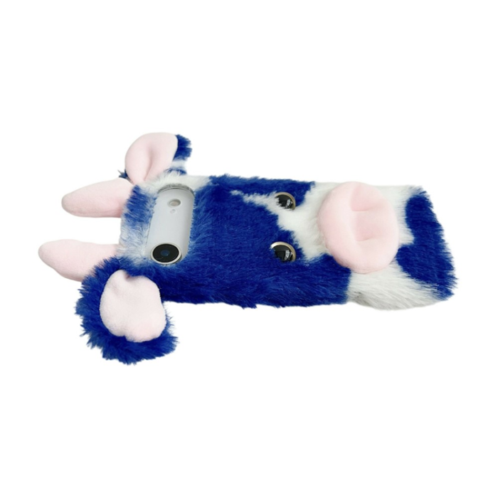 A-One Brand - iPhone Air Mobilskal Fluffy Cute Cow Plush TPU - Blå