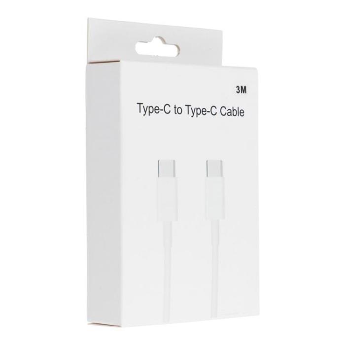 OEM - USB-C till USB-C kabel 3m 60W HD-Box - Vit
