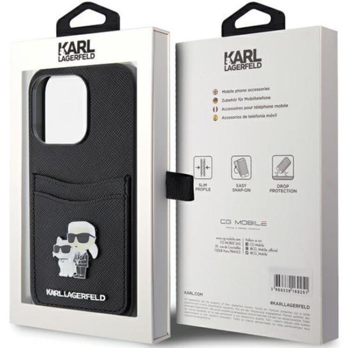 KARL LAGERFELD - Karl Lagerfeld iPhone 15 Pro Mobilskal Korthållare Metal Logo