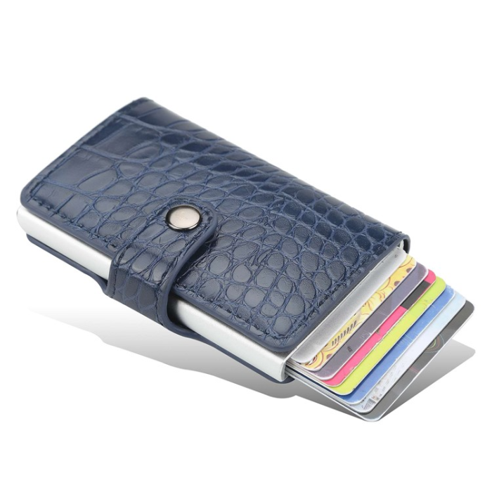 BAELLERRY - BAELLERRY Korthållare RFID Automatic Pop Up Crocodile - Blå