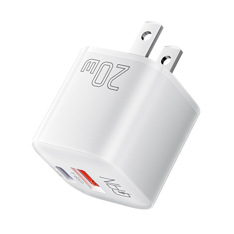 ESSAGER GaN Snabbladdare 20W USB-A - USB-C US Curved - Vit | 505295 | AlltMobil