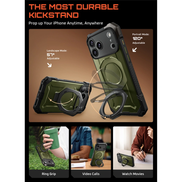 SupCase - Supcase iPhone 17 Pro Mobilskal Magsafe Kickstand UB Grip - Grön