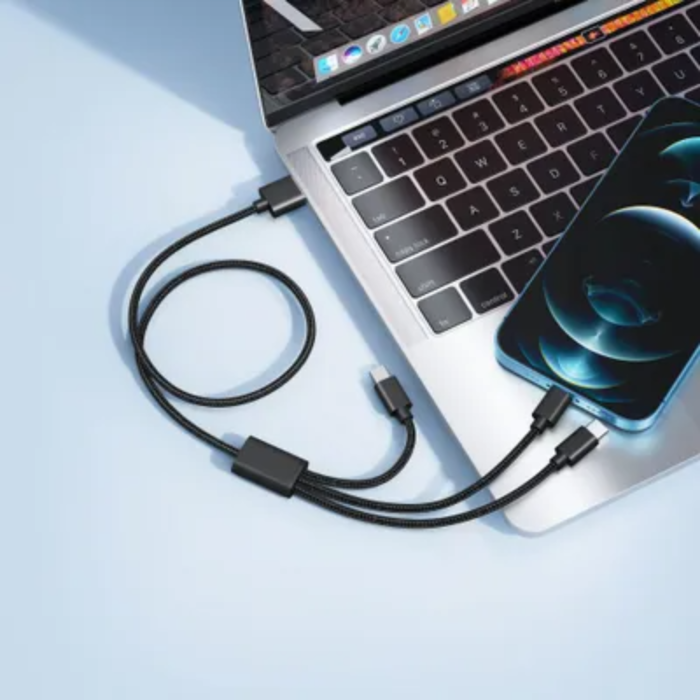 OEM - Veger 3in1 USB-A till USB-C, Lightning, microUSB kabel 1.2m