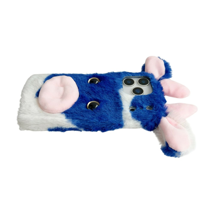 A-One Brand - iPhone 17 Pro Max Mobilskal Fluffy Cute Cow Plush TPU - Svart