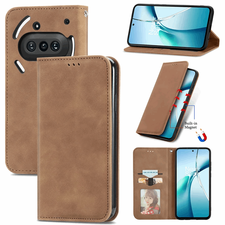 Nothing Phone (3a) Plånboksfodral Läder Magnetiskt - Brun | 2353 | AlltMobil