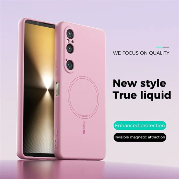 ABEEL - ABEEL Sony Xperia 1 VI Mobilskal Magsafe Liquid Silikon - Rosa
