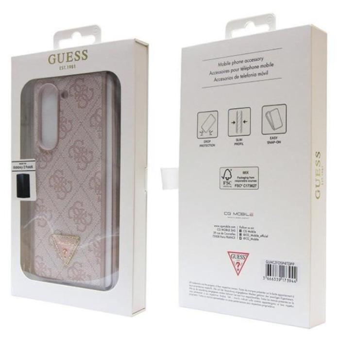 UTGATT1 - Guess Galaxy Z Fold 5 Mobilskal 4G Triangle Strass - Rosa