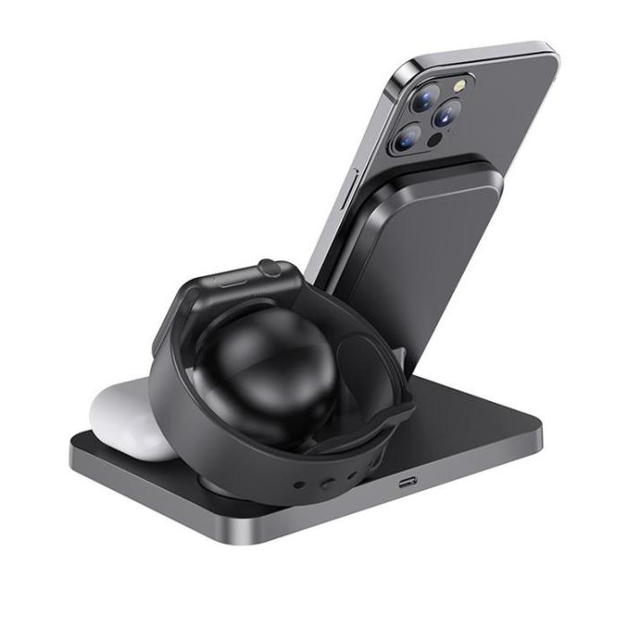 UTGATT1 - Hoco 3-in-1 Cw33 Trådlös laddare 15W - Svart